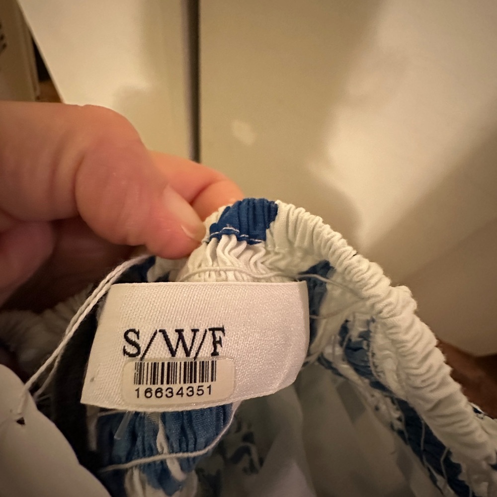 S/W/F Wave Waist Dress in Blue and White Size Small - Picture 7 of 9